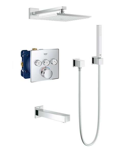 Grohe Smartcontrol zestaw podtynkowy z deszczownicą 23x23 i wylewką wannową kompletny 29126000WAN02