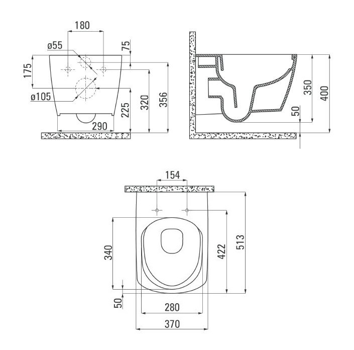 Deante Anemon muszla bezkołnierzowa wisząca 50cm biały CDZ6ZPW