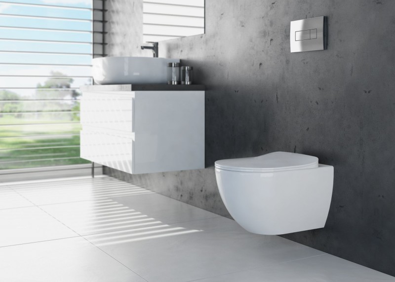 Deante Peonia Zero muszla wisząca bezkołnierzowa + deska slim  51cm biały CDE6ZPW + CDE6SOZ