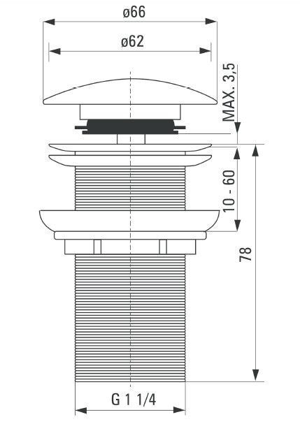 Deante korek umywalkowy click-clack okrągły bez przelewu czarny NHCB10A