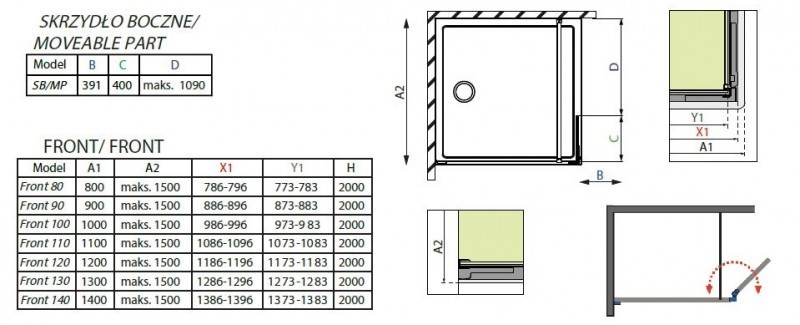 Radaway Arta kabina typu Walk-in z ruchomym skrzydłem 100 cm lewa chrom przeźroczyste Easy Clean 386210-03-01 + 386010-03-01L