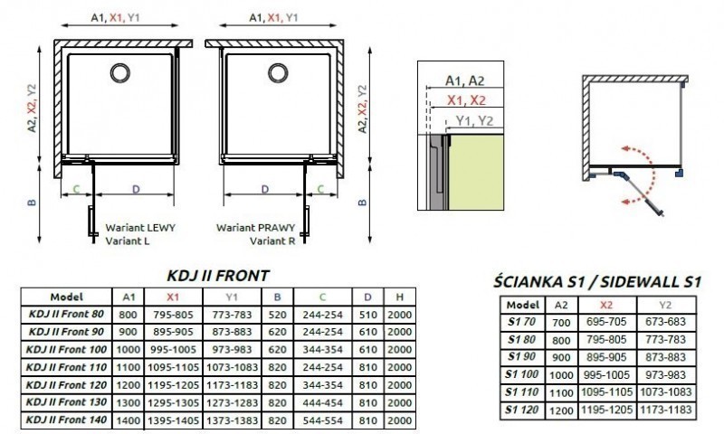 Radaway Arta KDJ II kabina prostokątna 140x70 drzwi wahadłowe lewe + ścianka chrom przeźroczyste Easy Clean 386457-03-01L + 386046-03-01L + 386019-03-01