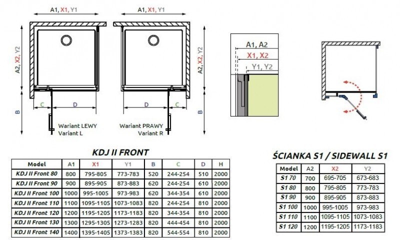 Radaway Arta KDJ II kabina prostokątna 80x70 drzwi wahadłowe lewe + ścianka chrom przeźroczyste Easy Clean 386420-03-01L + 386040-03-01L + 386019-03-01