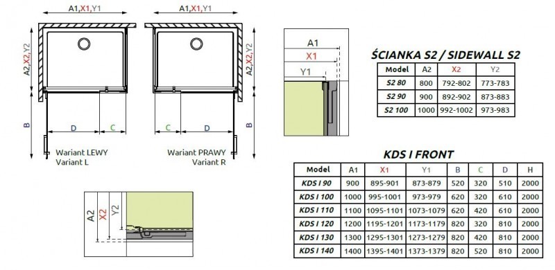 Radaway Arta KDS I kabina prostokątna 100x70 lewa drzwi wahadłowe chrom przeźroczyste Easy Clean 386620-03-01L + 386100-03-01L + 386109-03-01
