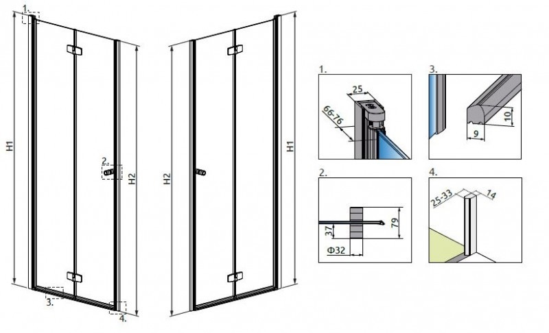 Radaway Fuenta New DWB drzwi wnękowe składane 90 cm lewe chrom Easy Clean 384076-01-01L