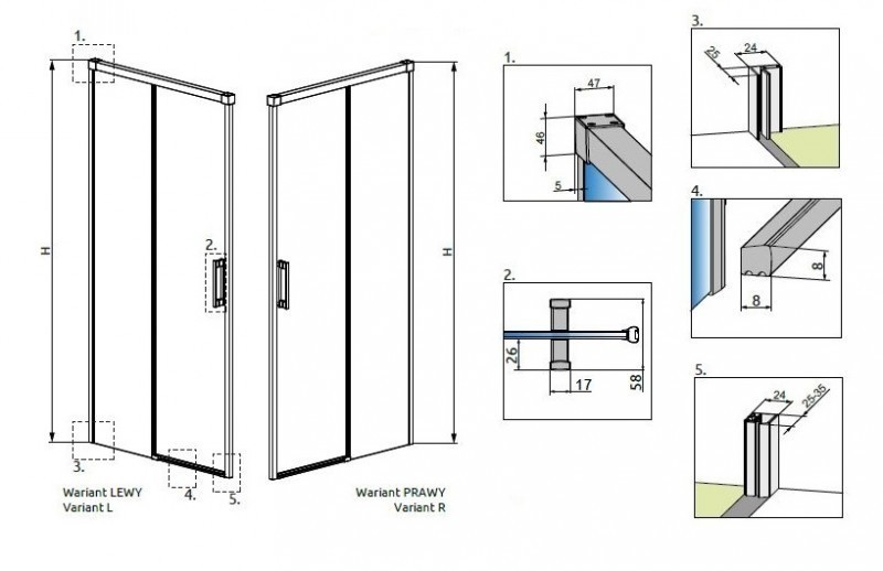 Radaway Idea Black DWJ drzwi wnękowe przesuwne 130 cm prawe czarny przeźroczyste Easy Clean 387017-54-01R