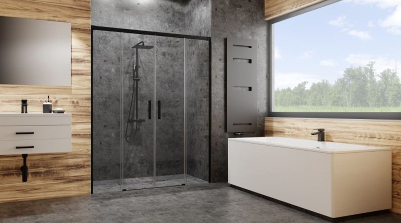 Radaway Idea Black DWD drzwi wnękowe 180 cm czarny przeźroczyste Easy Clean 387128-54-01