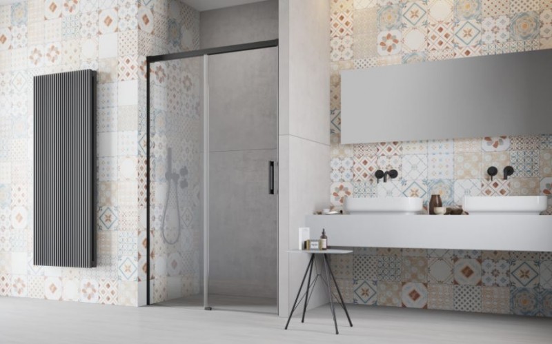 Radaway Idea Black DWJ drzwi wnękowe przesuwne 100 cm lewe czarny przeźroczyste Easy Clean 387014-54-01L