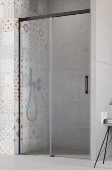 Radaway Idea Black DWJ drzwi wnękowe przesuwne 130 cm lewe czarny przeźroczyste Easy Clean 387017-54-01L