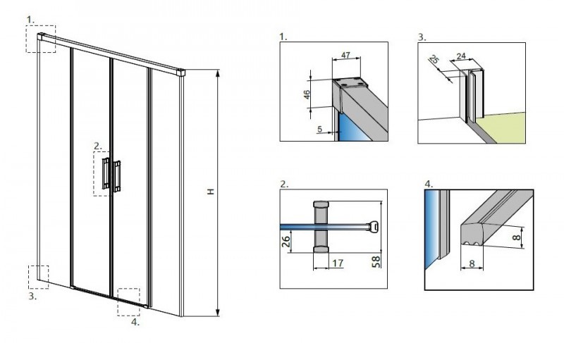 Radaway Idea Black DWD drzwi wnękowe 150 cm czarny przeźroczyste Easy Clean 387125-54-01