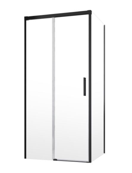 Radaway Idea KDJ kabina kwadratowa 100x100 drzwi przesuwne lewe 100 i ścianka 100 czarny przeźroczyste Easy Clean 387040-54-01L + 387052-54-01R