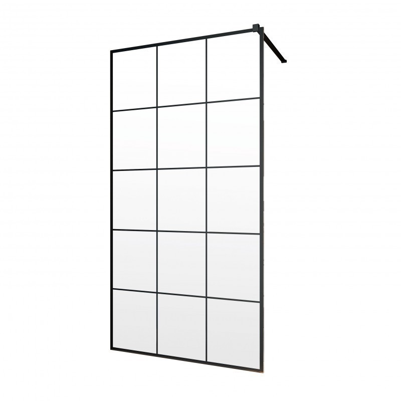 Radaway Modo New Black II Factory kabina typu Walk-In 125 cm czarny krata Easy Clean 389125-54-55