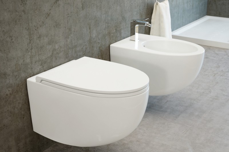 Esedra Bull muszla wisząca bezkołnierzowa + deska slim wolnoopadająca biały połysk CESD.WCSBLR + CESD.CWBLRF