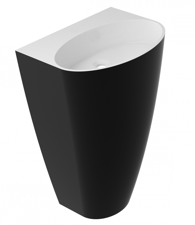 Omnires SIENA Marble+ umywalka wolnostojąca bez otworu 55x43 lany marmur czarny/biały SIENAUWBOBCP