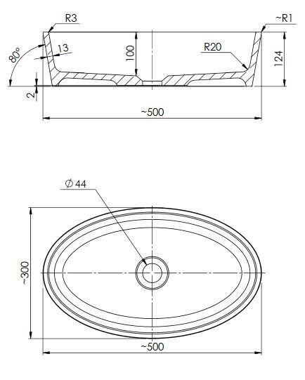 Omnires Siena Marble+ umywalka nablatowa 50x30 SIENAUNBP