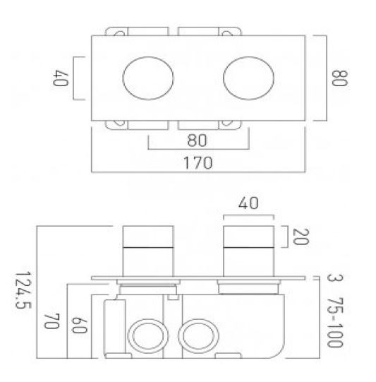 Vado Omika bateria podtynkowa 2-drożna termostatyczna chrom TAB-148/2-H-OMI-C/P