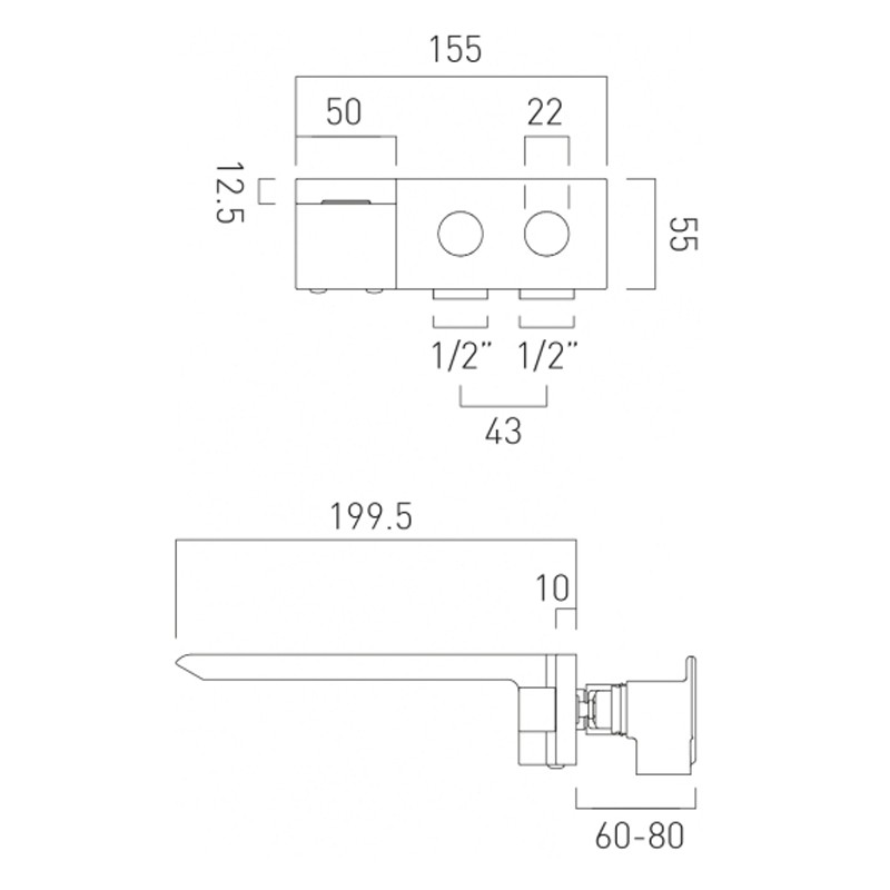 Vado Omika bateria umywalkowa podtynkowa chrom OMI-109-C/P