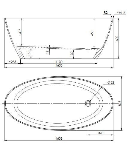 Omnires Siena Marble+ wanna wolnostojąca 160x80 czarny SIENAWWBCP