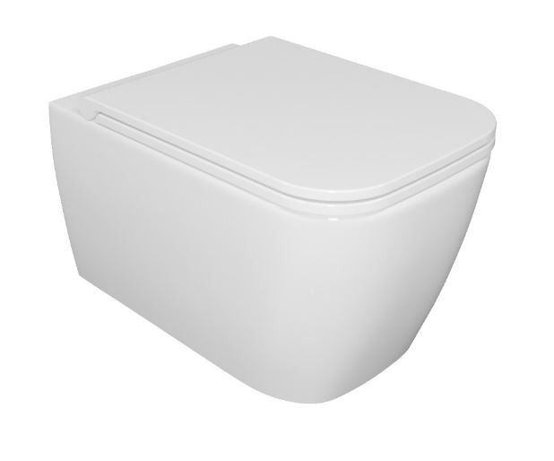 Esedra Quadra muszla wisząca bezkołnierzowa + deska slim wolnoopadająca biały połysk CESD.WCSQDR + CESD.CWQDRF