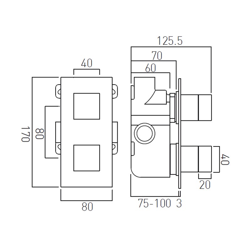 Vado Tablet Notion bateria termostatyczna pionowa 1-drożna chrom TAB-148-NOT-C/P