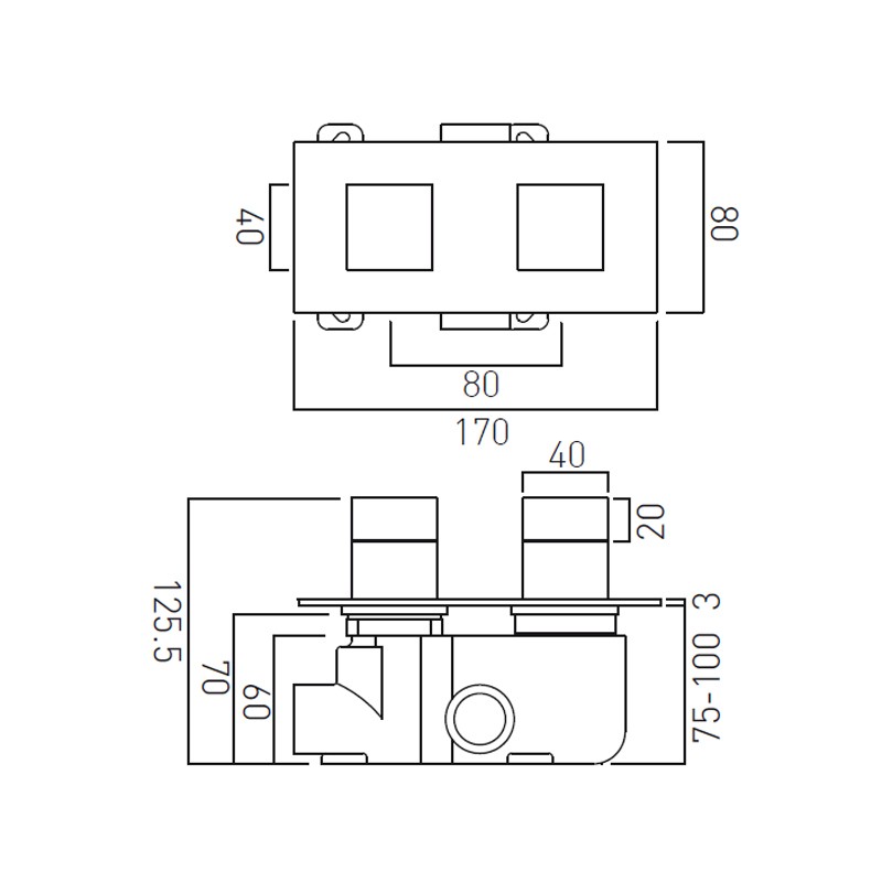 Vado Tablet Notion bateria termostatyczna pozioma 1-drożna chrom TAB-148-H-NOT-C/P