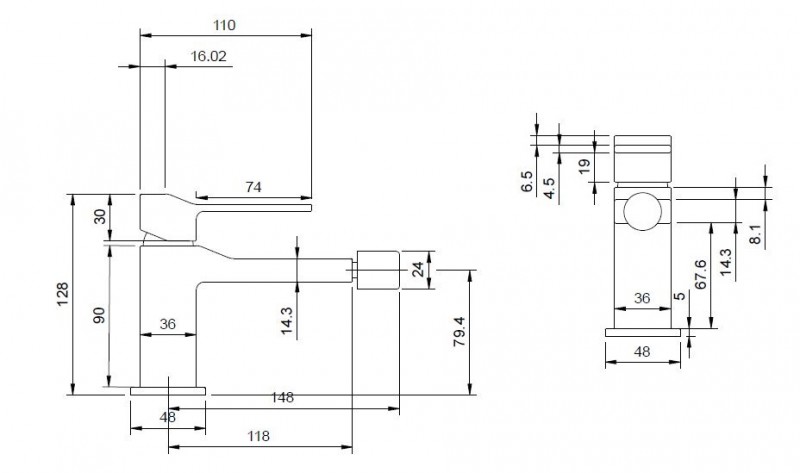 Omnires Slide bateria bidetowa stojąca chrom SL7720CR