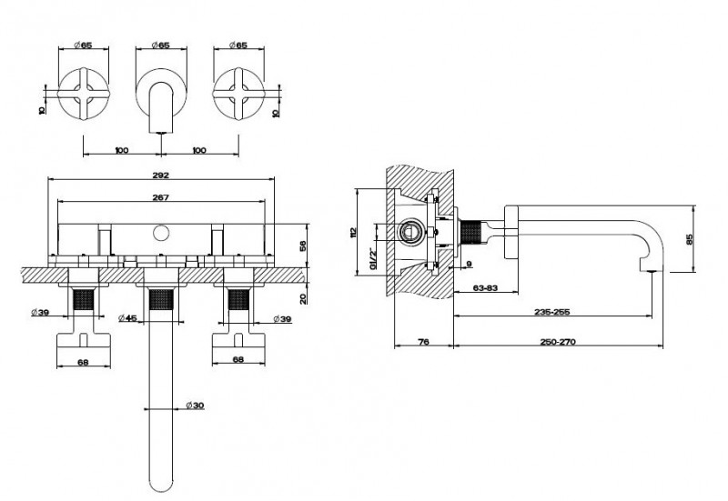 Omnires Parma bateria wannowa natynkowa chrom/biały PM7430CRB