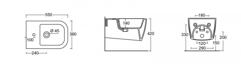 Esedra Quadra bidet wiszący biały połysk CESD.BDSQD