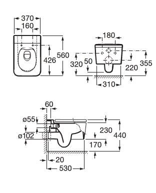 Grohe + Roca Inspira Square Rimless - Zestaw 7w1 - kompletny stelaż + muszla + deska wolnoopadająca