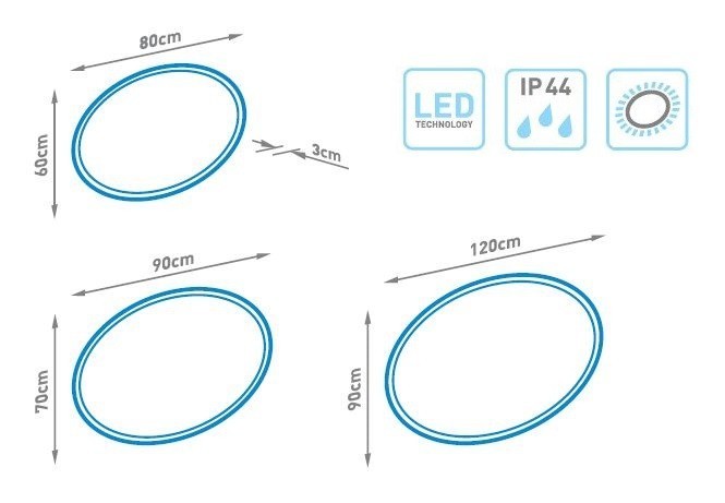 Kraft GIO Lustro owalne 120x90 cm z podświetleniem Led