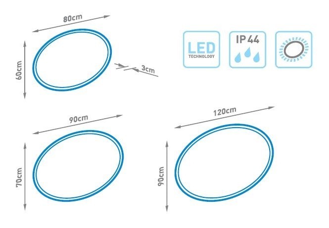 Kraft GIO Lustro owalne 90x70 cm z podświetleniem Led