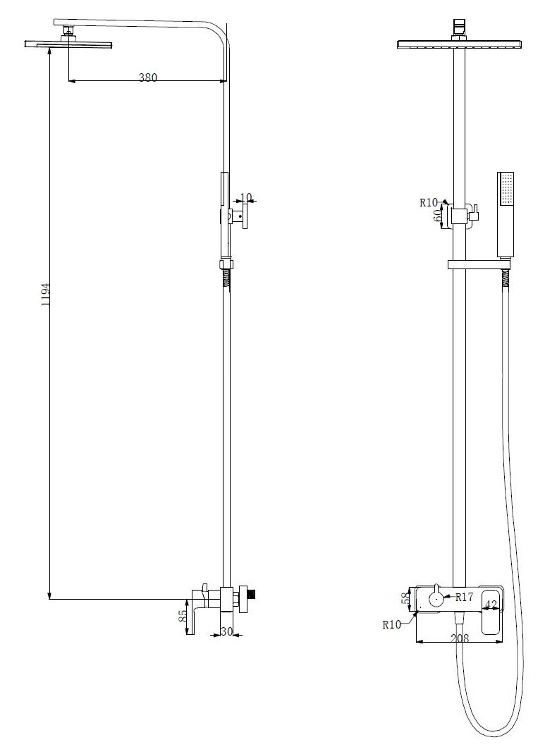 Omnires Apure zestaw prysznicowy z deszczownicą chrom AP2244CR