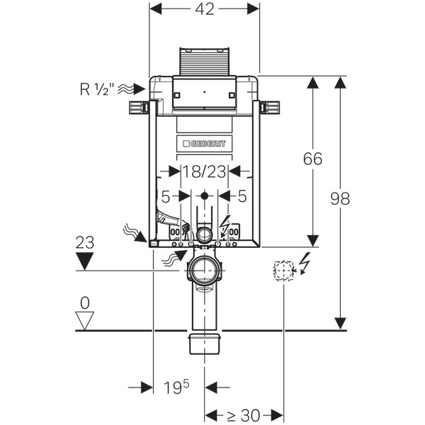 Geberit Omega Kombifix H98 spłuczka podtynkowa do misek wiszących 110.010.00.1
