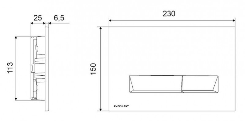 Excellent Plato przycisk do stelaża wc chrom INEX.PL230.150.CR