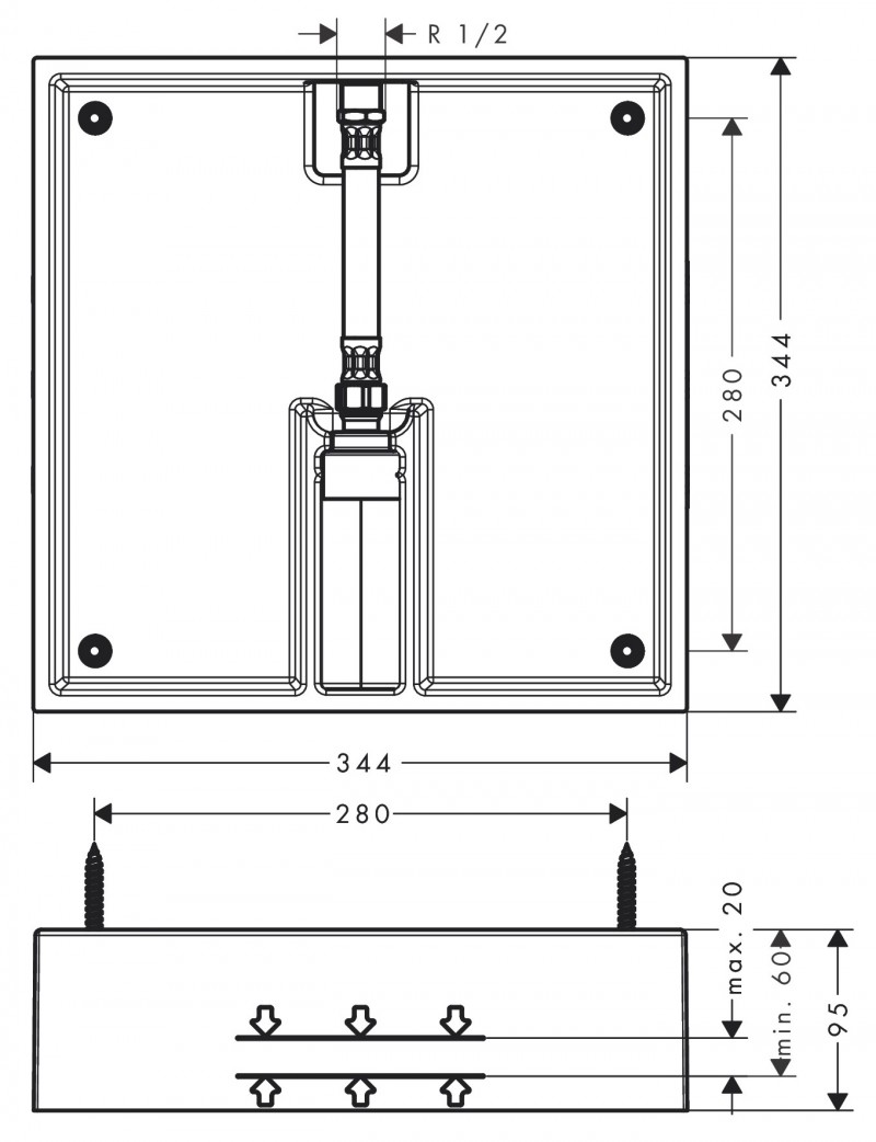 Hansgrohe Raindance Zestaw podstawowy do głowicy prysznicowej 400/400 26254180