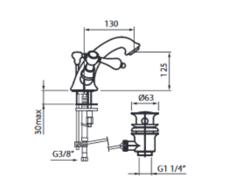 Fromac Etros bateria umywalkowa z korkiem automatycznym brąz antyczny 2145BR