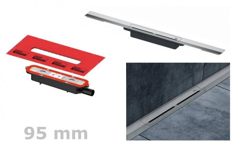 Tece Drainprofile odpływ liniowy 90 cm profil regulowany stal nierdzewna syfon standard 670900 673002