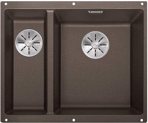 Blanco Subline 340/160-U Silgranit PuraDur II zlewozmywak granitowy prawy z korkiem InFino 1,5 komory podwieszany kolor kawowy 523567