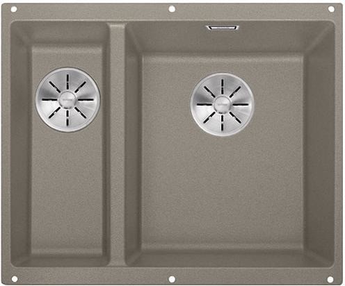 Blanco Subline 340/160-U Silgranit PuraDur II zlewozmywak granitowy prawy z korkiem InFino 1,5 komory podwieszany kolor tartufo 523565