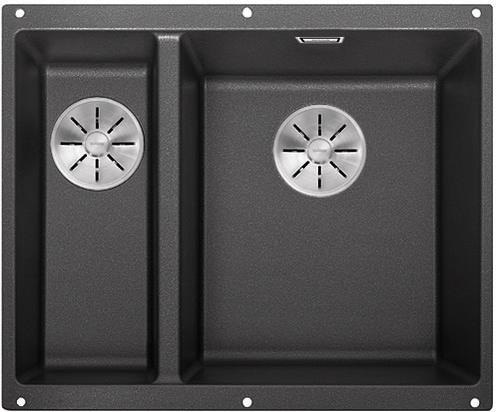 Blanco Subline 340/160-U Silgranit PuraDur II zlewozmywak granitowy prawy z korkiem InFino 1,5 komory podwieszany kolor antracyt 523558