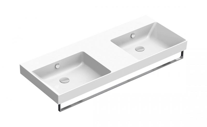 Catalano New Zero 125 umywalka podwójna z blatem 125x50 biały Cataglaze 1125ZEDUP00