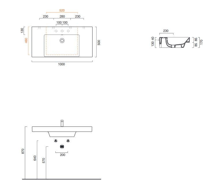 Catalano New Zero 100 umywalka z blatem ceramicznym 100x50 biały Cataglaze 110ZEUP00