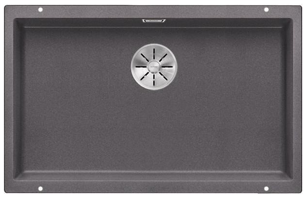 Blanco Subline 700-U Silgranit PuraDur II zlewozmywak granitowy z korkiem InFino komora podwieszana kolor szarość skały 523443