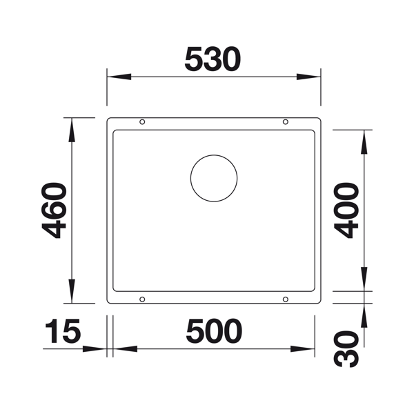 Blanco Subline 500-U Silgranit PuraDur II zlewozmywak granitowy z korkiem InFino komora podwieszana kolor szarość skały 523433