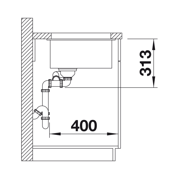 Blanco Subline 340/160-U Silgranit PuraDur II zlewozmywak granitowy lewy z korkiem InFino 1,5 komory podwieszany kolor antracyt 523548