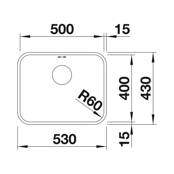 Blanco Supra 500-U komora podwieszana stal szlachetna szczotkowana 518205