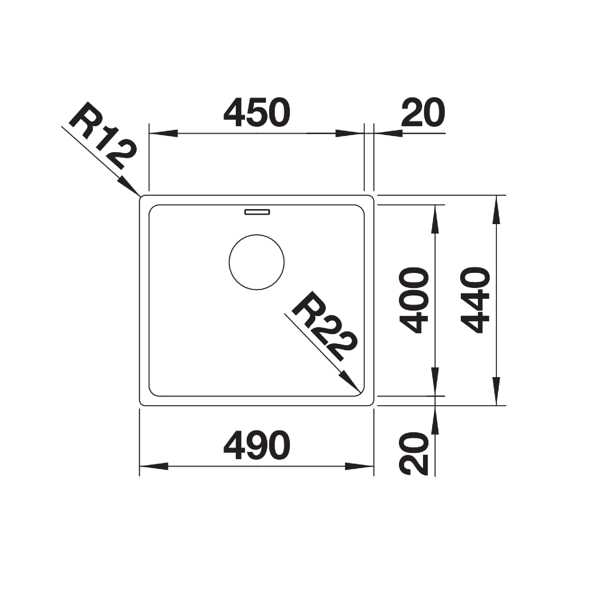 Blanco Andano 450-IF zlewozmywak komora wpuszczana stal szlachetna gładka 522961