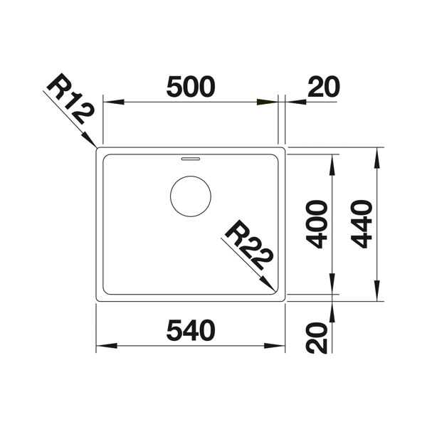 Blanco Andano 500 IF zlewozmywak komora wpuszczana z korkiem InFino stal szlachetna gładka 522965