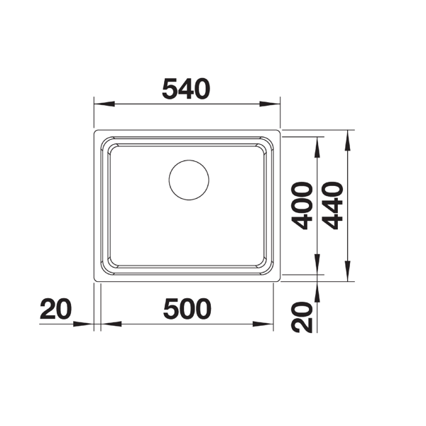Blanco Etagon 500 U zlewozmywak komora podwieszana z korkiem InFino stal szlachetna gładka 521841