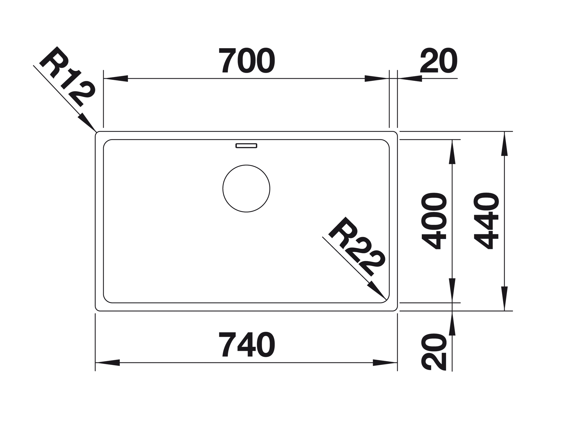 Blanco Andano 700 IF zlewozmywak komora wpuszczana z korkiem InFino stal szlachetna gładka 522969